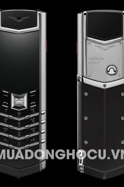 Vertu Stainless Steel Black Leather