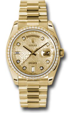 Đồng Hồ Rolex 118348 chjdp Day-Date 36 Yellow Gold - 52 Dia Bezel - President