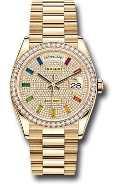 Đồng Hồ Rolex 128348RBR dprsp Day-Date 36 Yellow Gold - 52 Dia Bezel - President