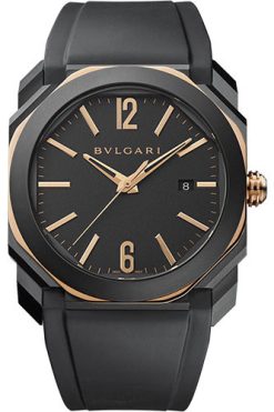 Đồng Hồ Bulgari 103085- Octo 41 mm - Black Steel and Pink Gold