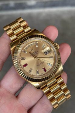 Rolex Day-Date II 218238 18k Yellow Gold Baguette Diamond & Ruby Dial 3 Rolex Day-Date II 218238 18k Yellow Gold Baguette Diamond & Ruby Dial
