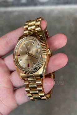 Rolex Day-Date II 218238 18k Yellow Gold Baguette Diamond & Ruby Dial 6 Rolex Day-Date II 218238 18k Yellow Gold Baguette Diamond & Ruby Dial