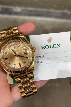 Rolex Day-Date II 218238 18k Yellow Gold Baguette Diamond & Ruby Dial 4 Rolex Day-Date II 218238 18k Yellow Gold Baguette Diamond & Ruby Dial